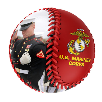 Custom Red U.S Veteran Marines Corps Photo Baseballs