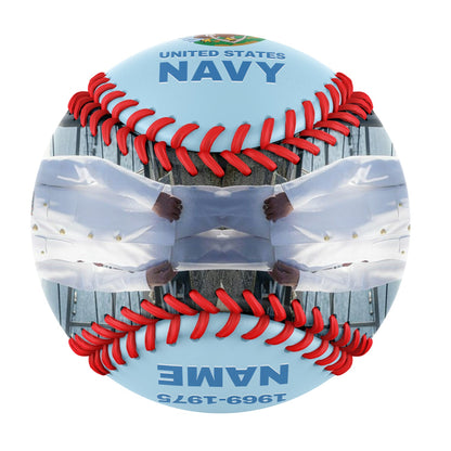 Custom Light Blue U.S Veteran Navy Photo Baseballs