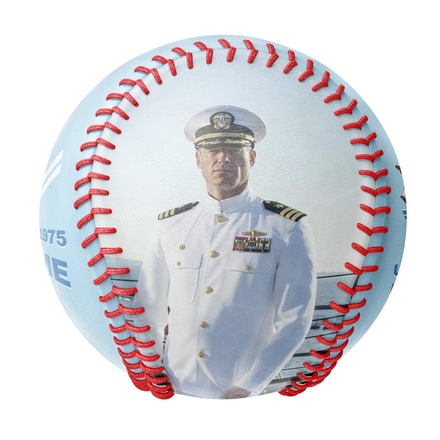 Custom Light Blue U.S Veteran Navy Photo Baseballs