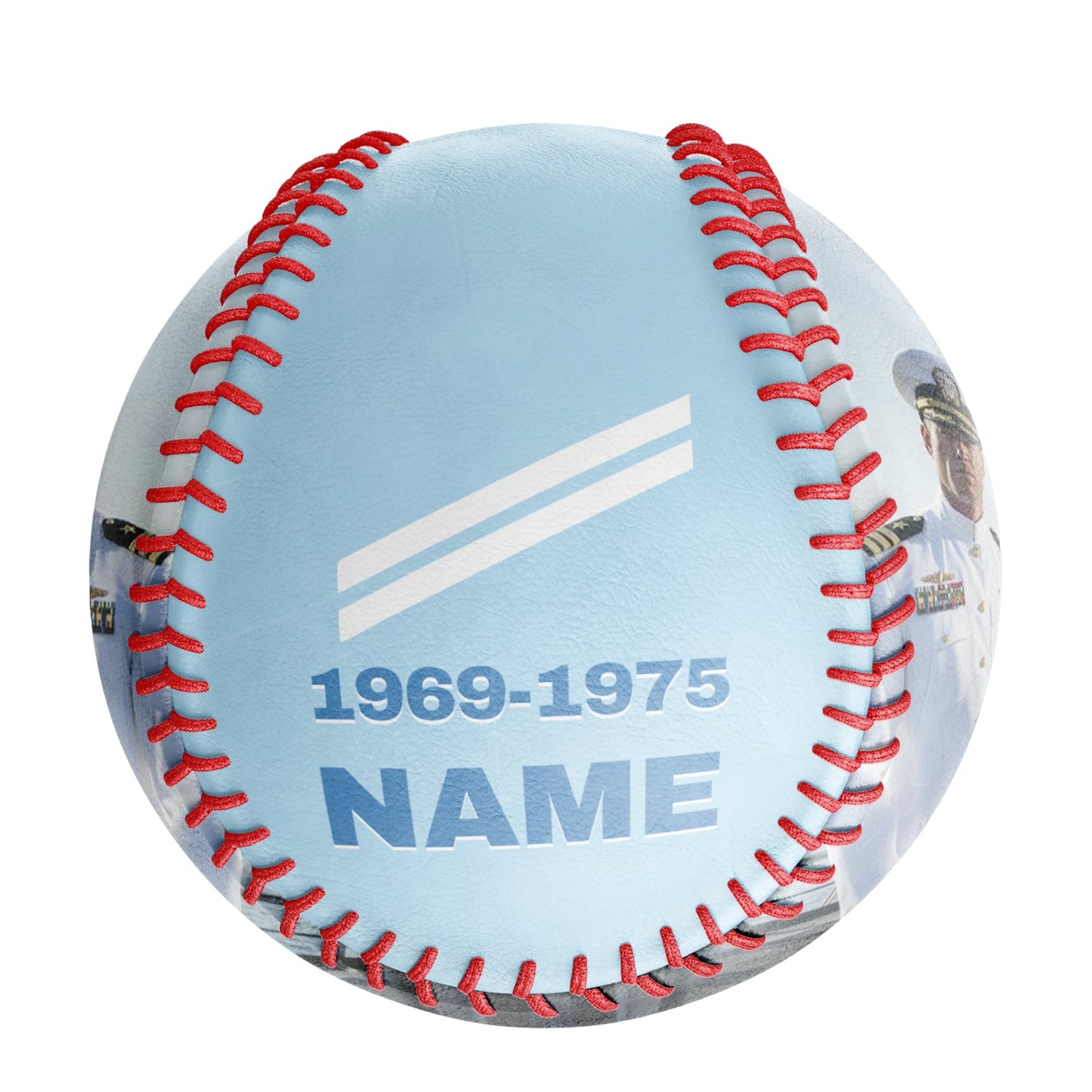 Custom Light Blue U.S Veteran Navy Photo Baseballs