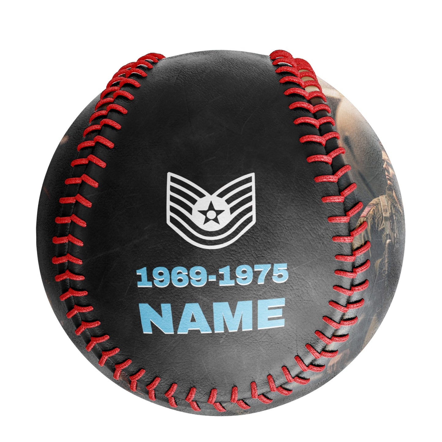 Custom Black U.S Veteran Air Force Photo Baseballs