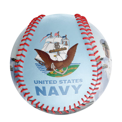 Custom Light Blue U.S Veteran Navy Photo Baseballs