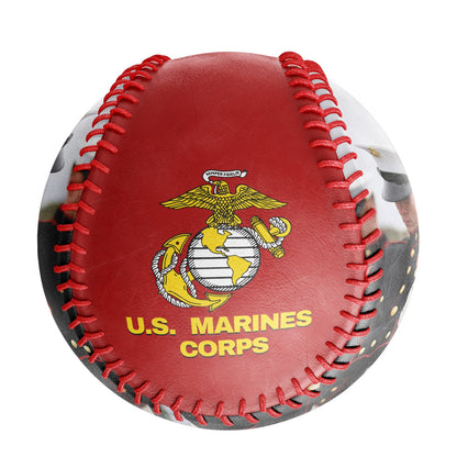 Custom Red U.S Veteran Marines Corps Photo Baseballs