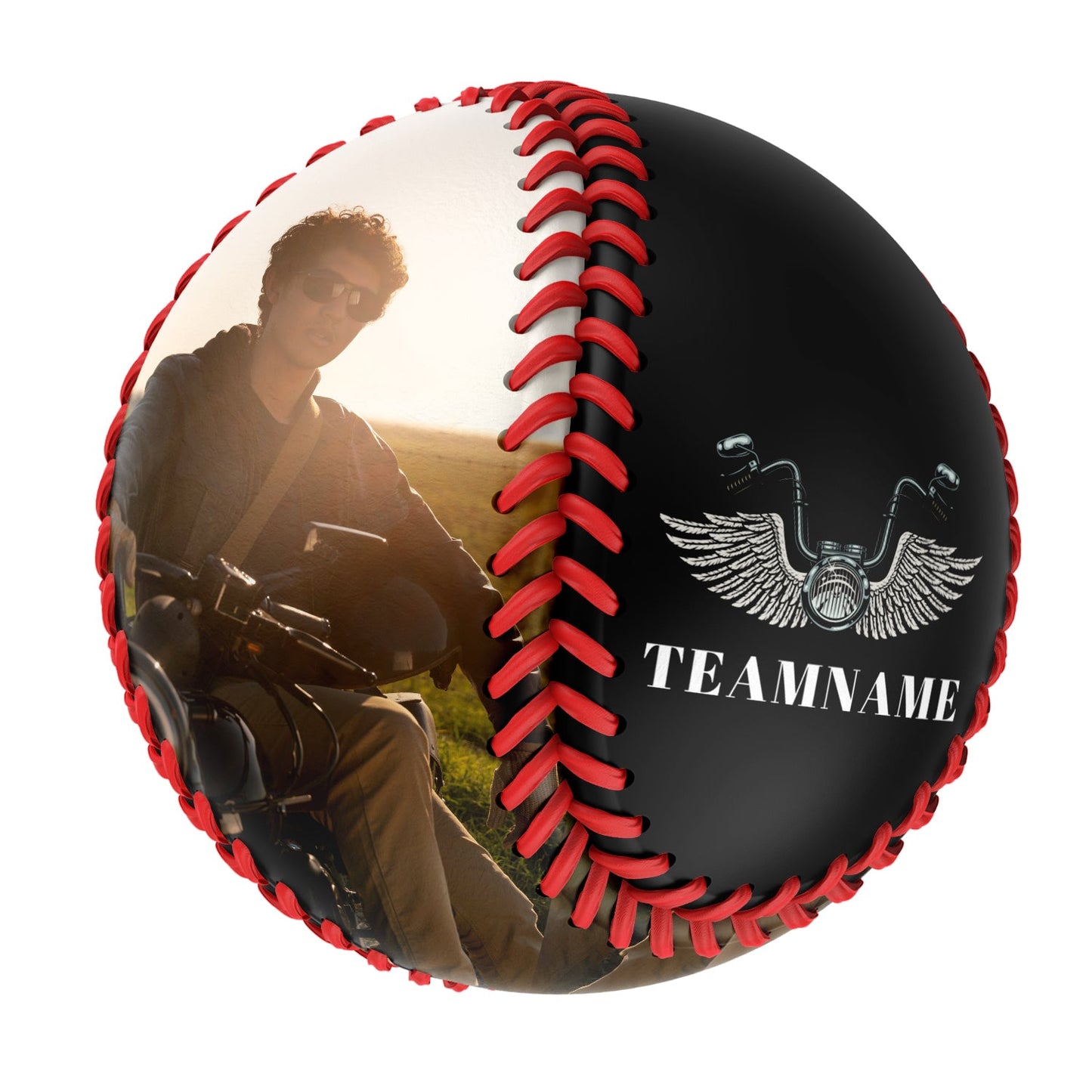 Custom Black Motorcycle Skull Photo Baseballs