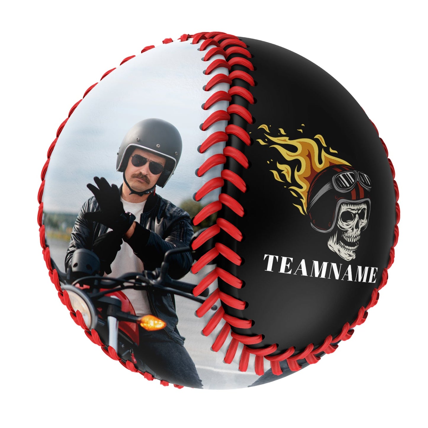 Custom Black Helmet Skull Photo Baseballs