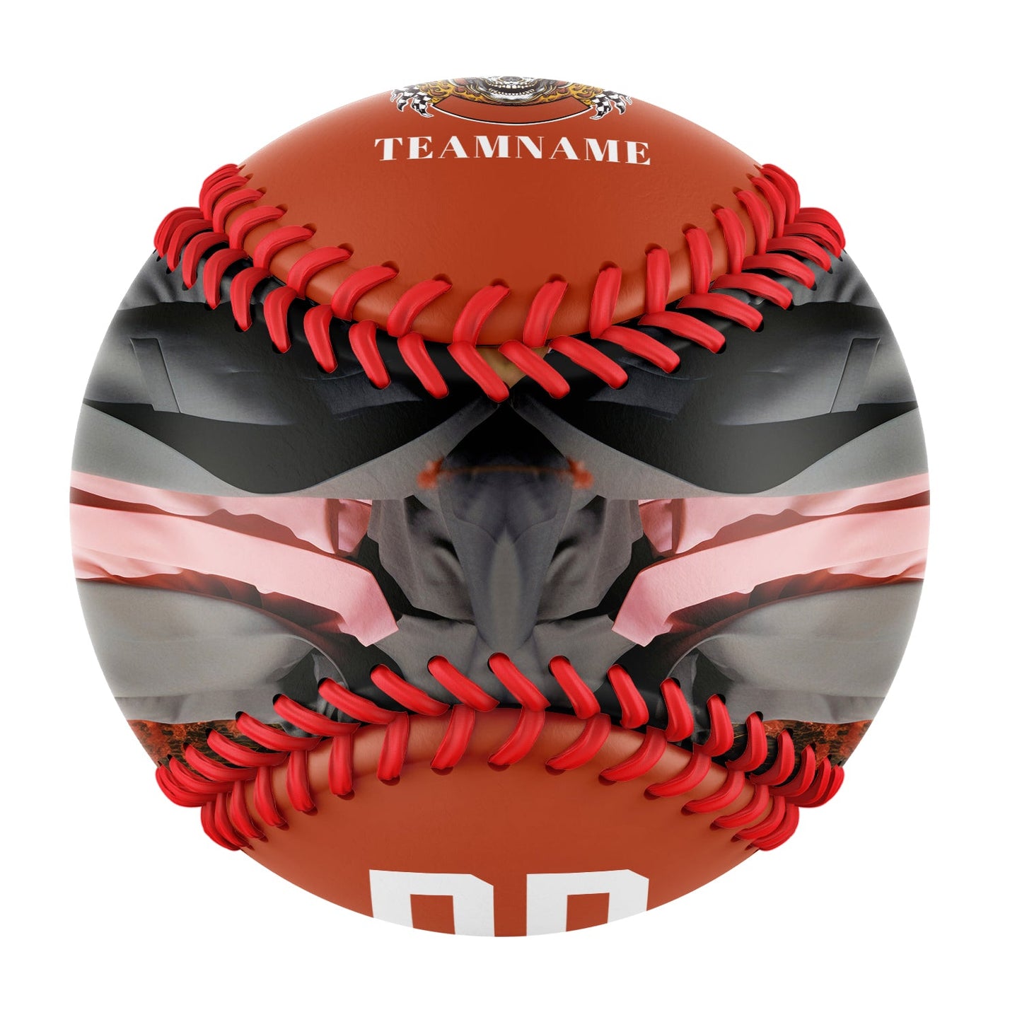 Custom Orange Lattice Skull Photo Baseballs