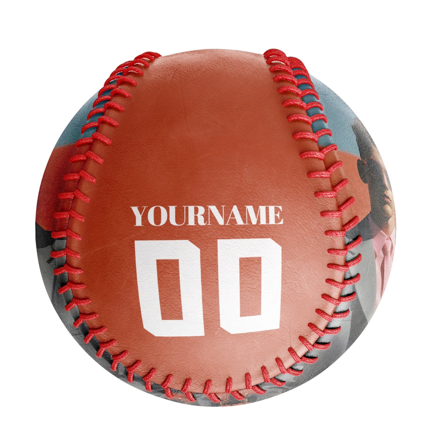 Custom Orange Lattice Skull Photo Baseballs