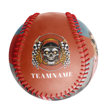 Custom Orange Lattice Skull Photo Baseballs