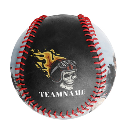 Custom Black Helmet Skull Photo Baseballs