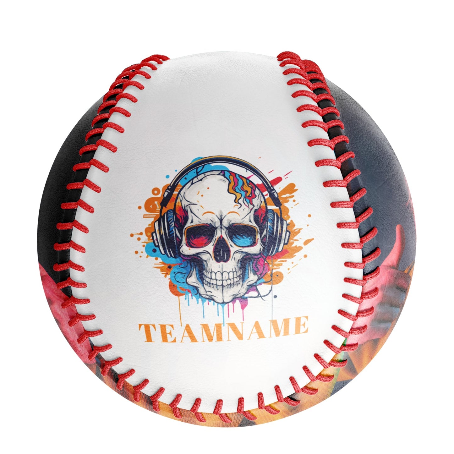 Custom White Colorful Headphones Skull Photo Baseballs