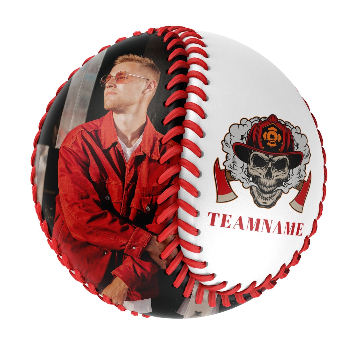 Custom White Lumberjack Skull Photo Baseballs