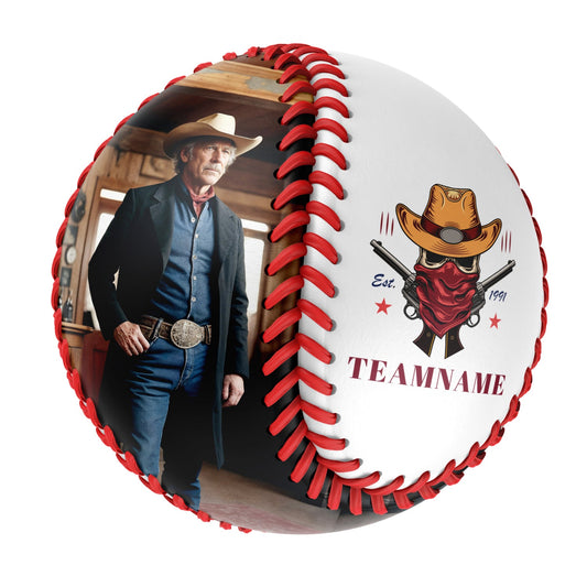 Custom White Cowboy Skull Photo Baseballs