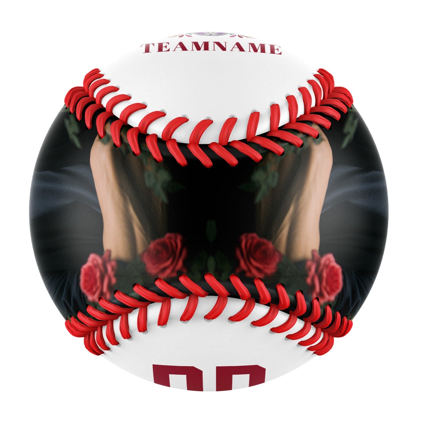 Custom White Red Rose Skull Photo Baseballs