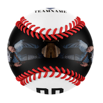 Custom White Cowboy Skull Photo Baseballs