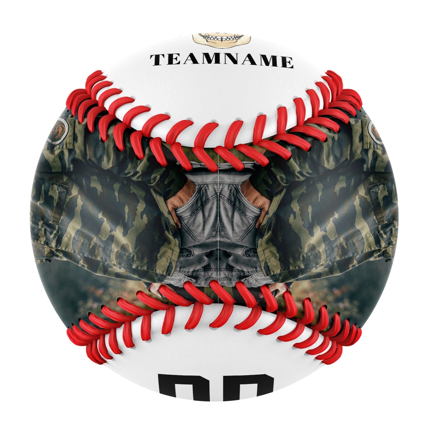 Custom White Camouflage Helmet Skull Photo Baseballs