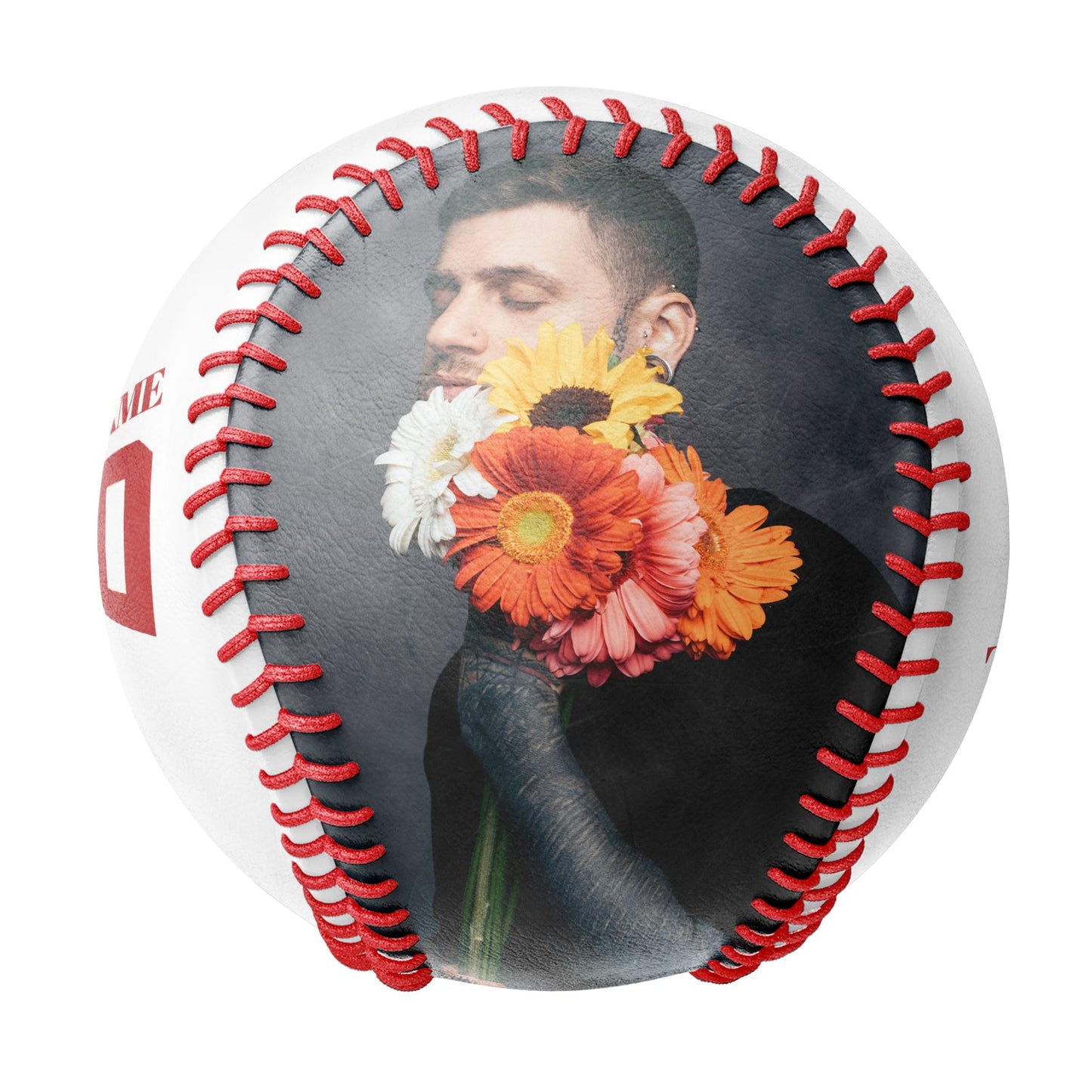 Custom White Red Rose Skull Photo Baseballs