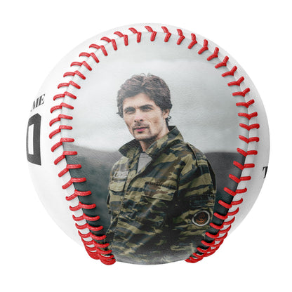 Custom White Camouflage Helmet Skull Photo Baseballs