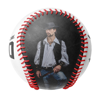 Custom White Cowboy Skull Photo Baseballs