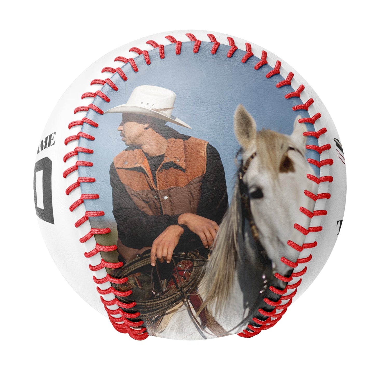 Custom White Cowboy Skull Photo Baseballs