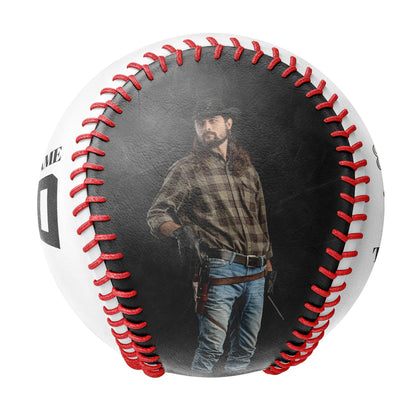 Custom White Cowboy Smoking Skull Photo Baseballs