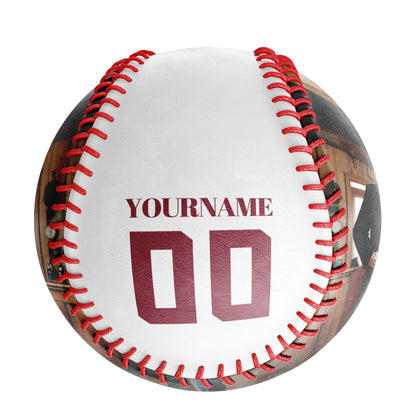 Custom White Cowboy Skull Photo Baseballs