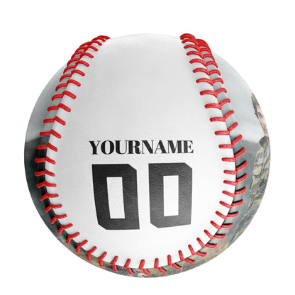 Custom White Camouflage Helmet Skull Photo Baseballs