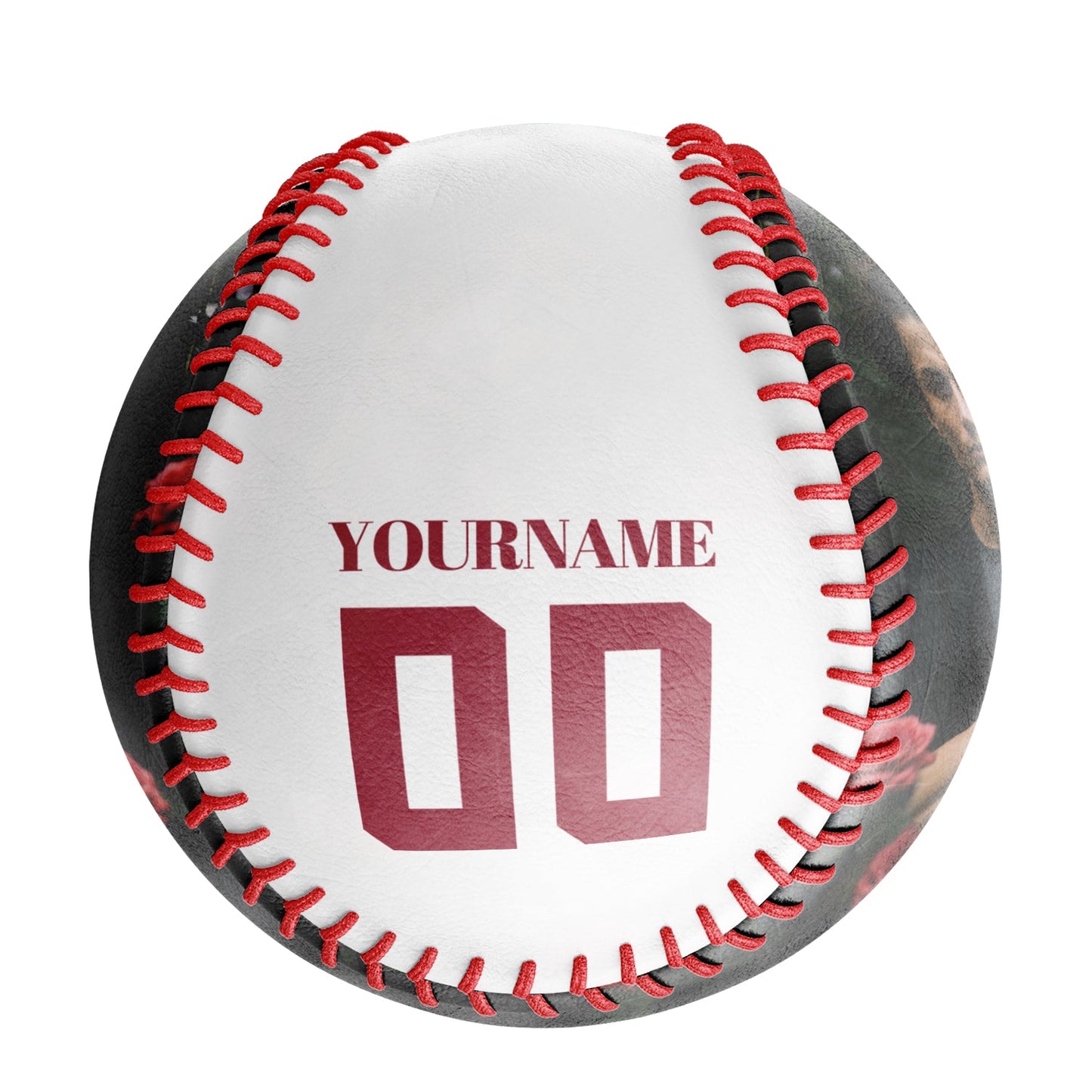 Custom White Red Rose Skull Photo Baseballs