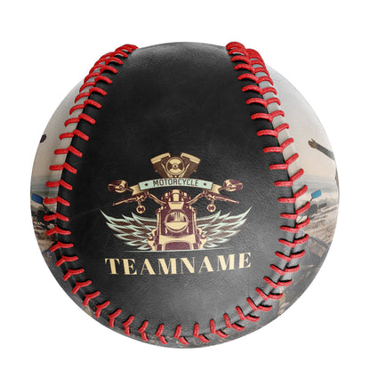 Custom Black Motorcycle Skull Photo Baseballs