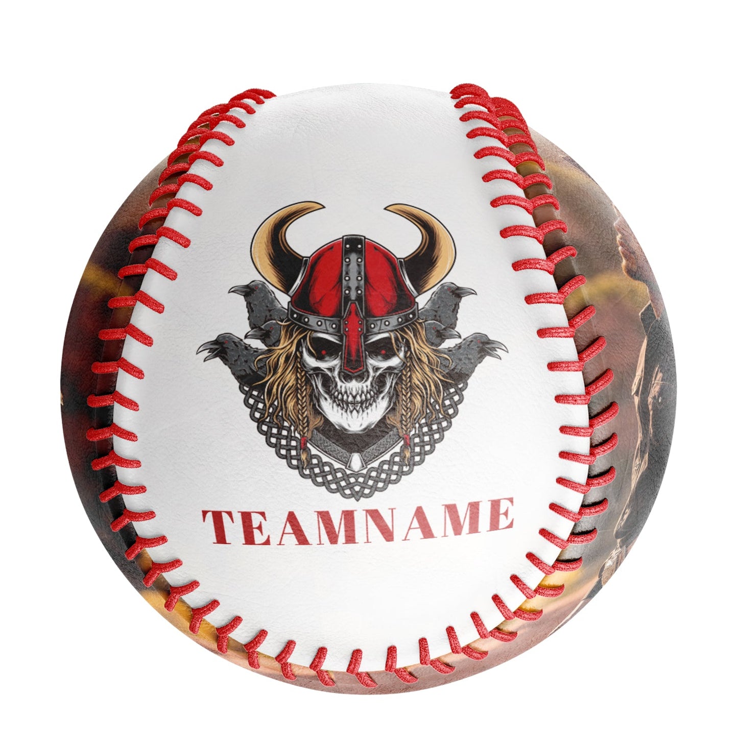 Custom White Ghost Samurai Skull Photo Baseballs