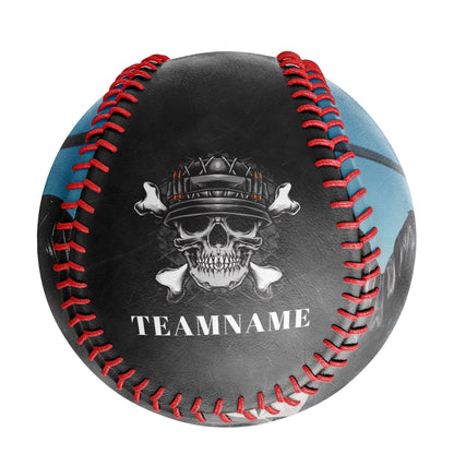 Custom Black Bone Skull Photo Baseballs