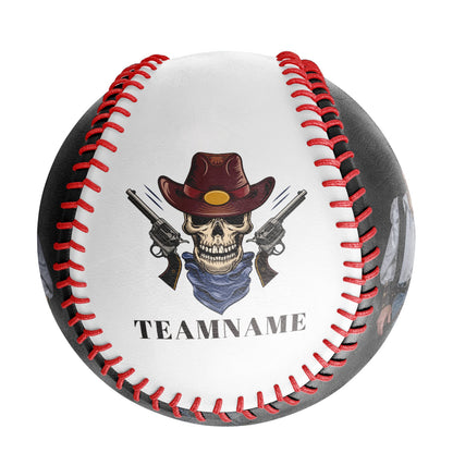 Custom White Cowboy Skull Photo Baseballs