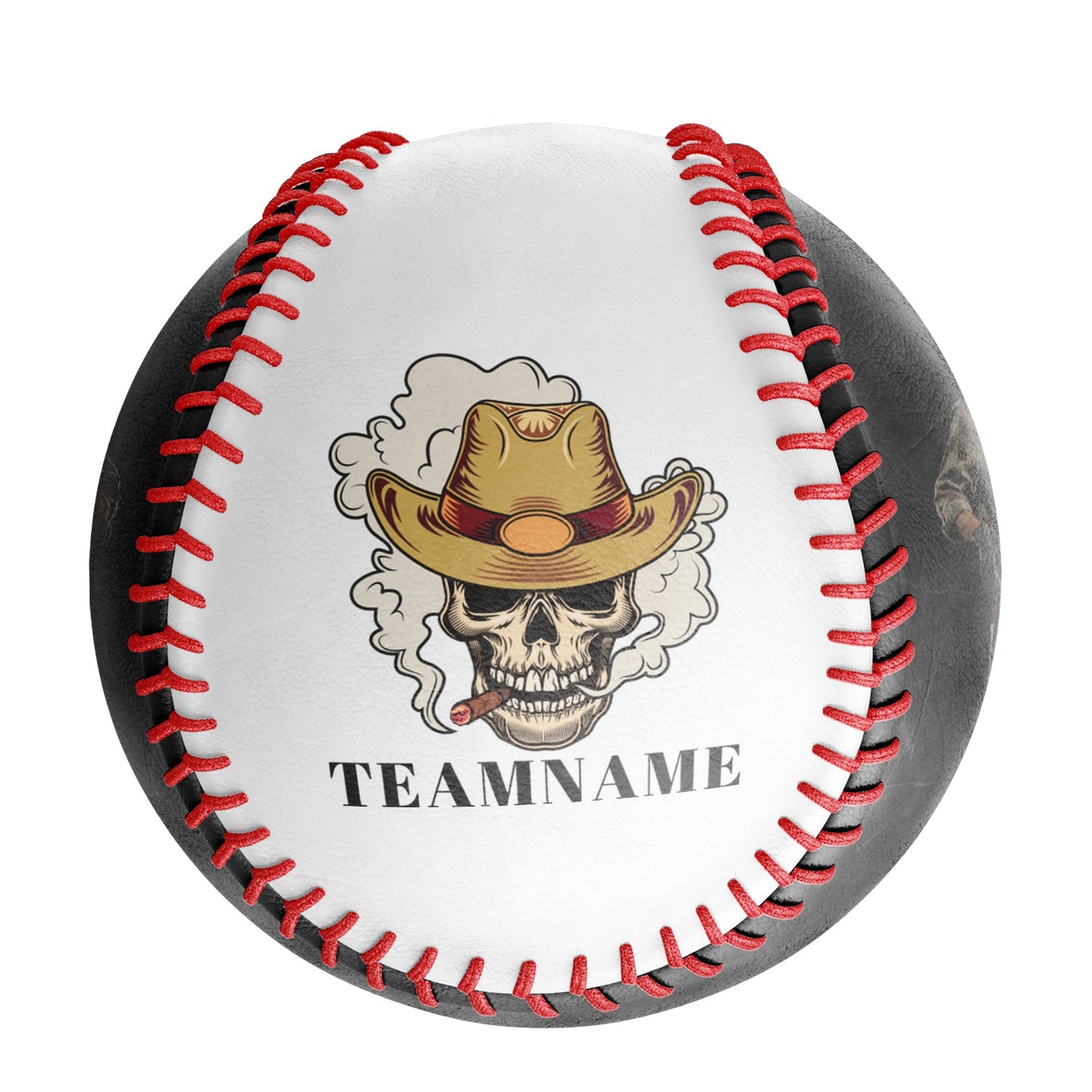 Custom White Cowboy Smoking Skull Photo Baseballs