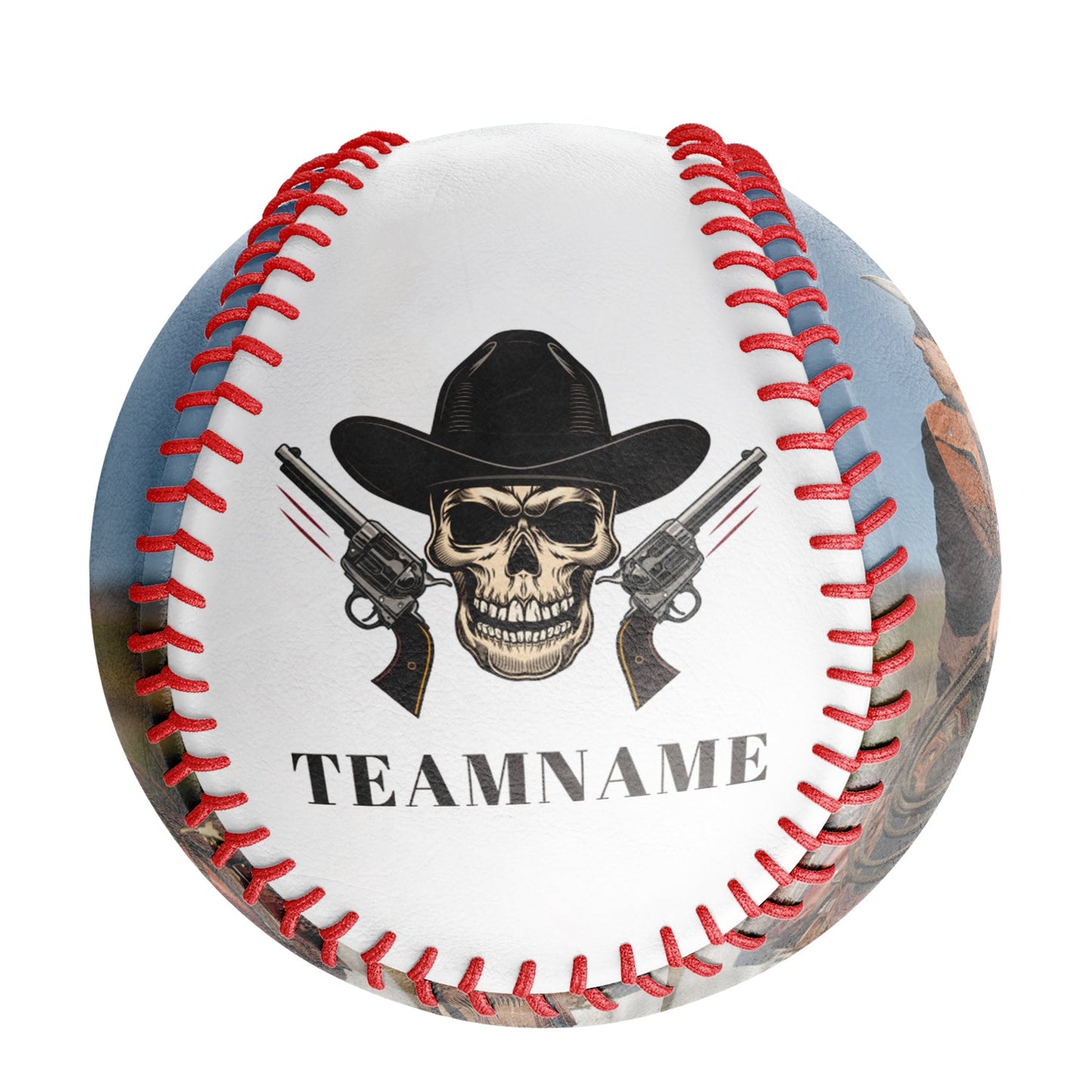 Custom White Cowboy Skull Photo Baseballs