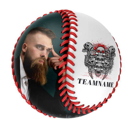 Custom White Skull Pile Photo Baseballs