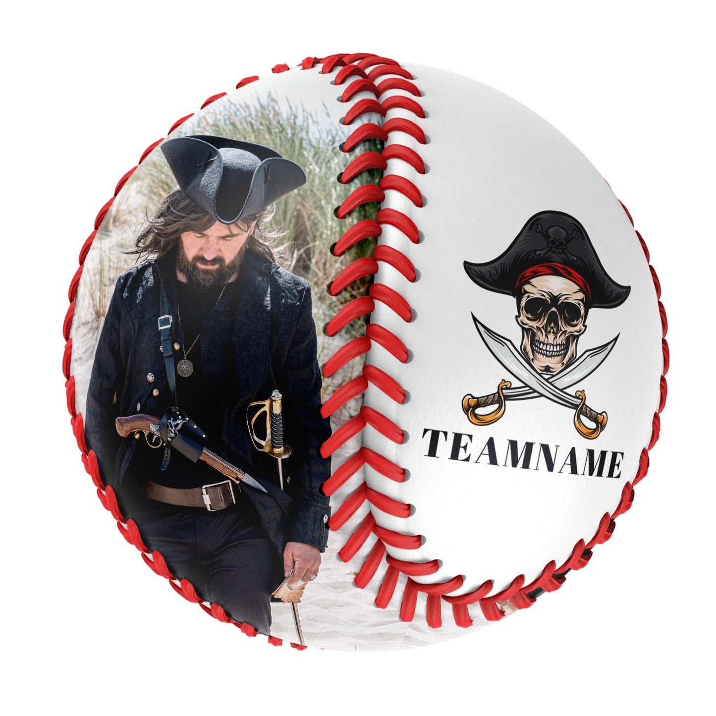 Custom White Pirate Skull Photo Baseballs