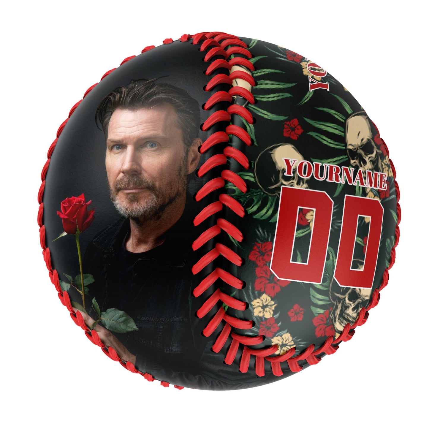 Custom Flowers and Grass Skull Photo Baseballs