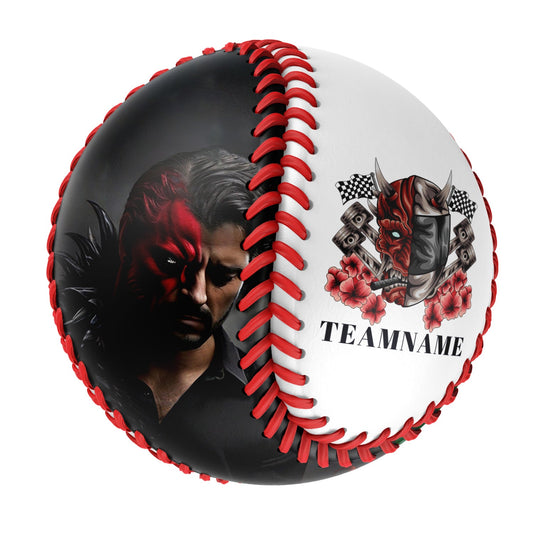 Custom White Half Face Devil Skull Photo Baseballs