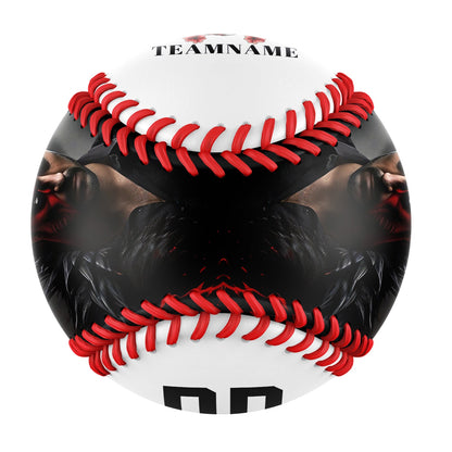 Custom White Half Face Devil Skull Photo Baseballs