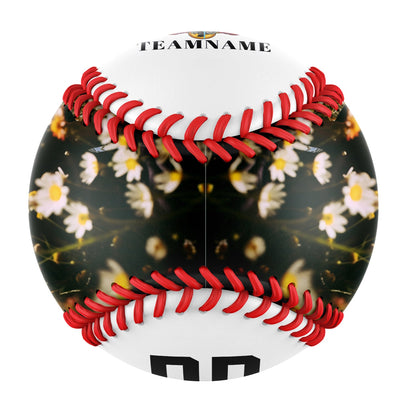 Custom White Chrysanthemum Ghost Warrior Skull Photo Baseballs