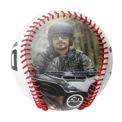 Custom White Motorcycle Skull Photo Baseballs