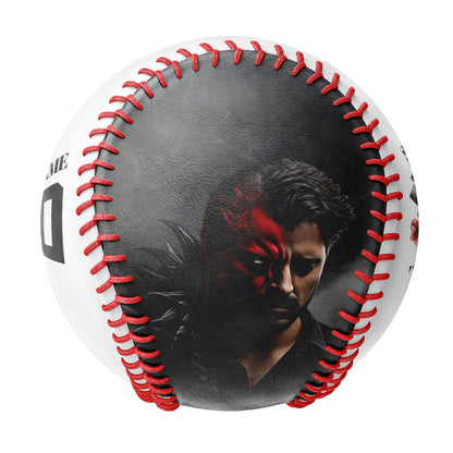 Custom White Half Face Devil Skull Photo Baseballs