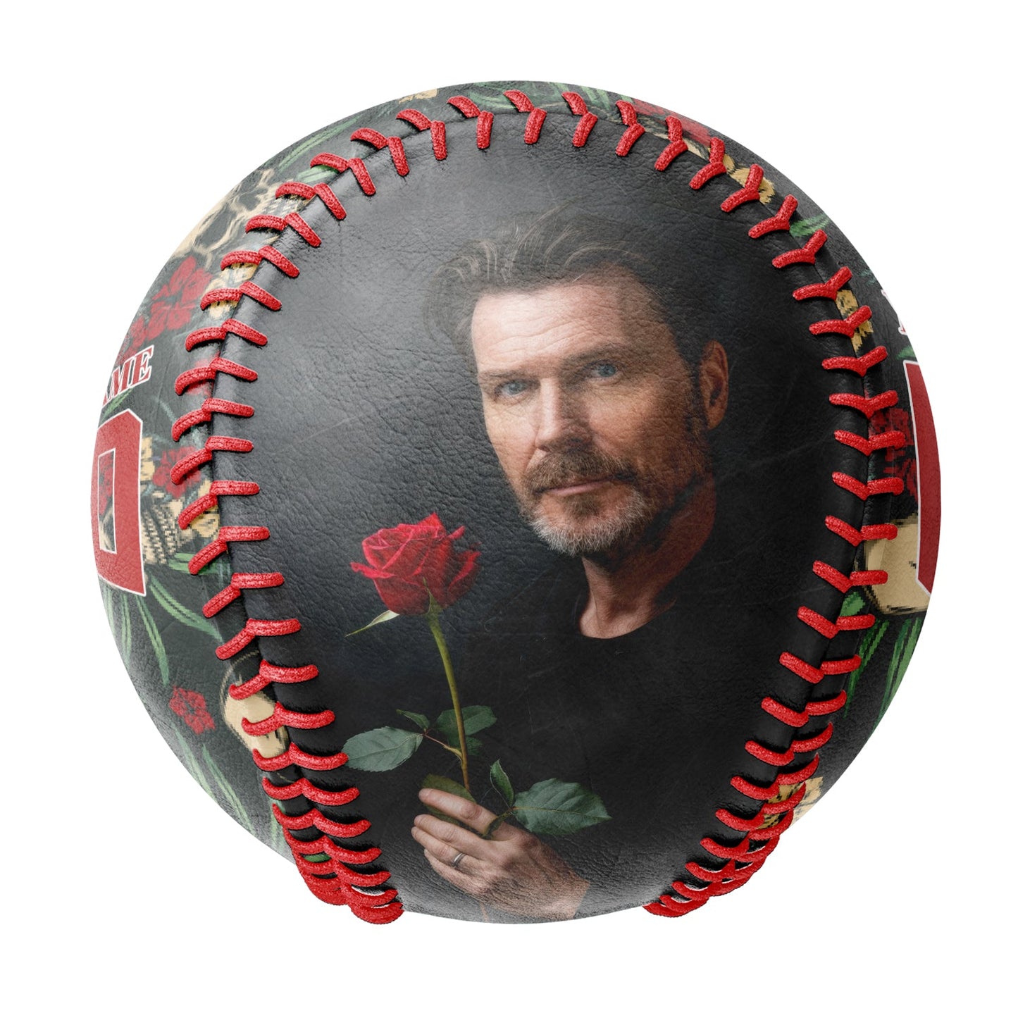 Custom Flowers and Grass Skull Photo Baseballs