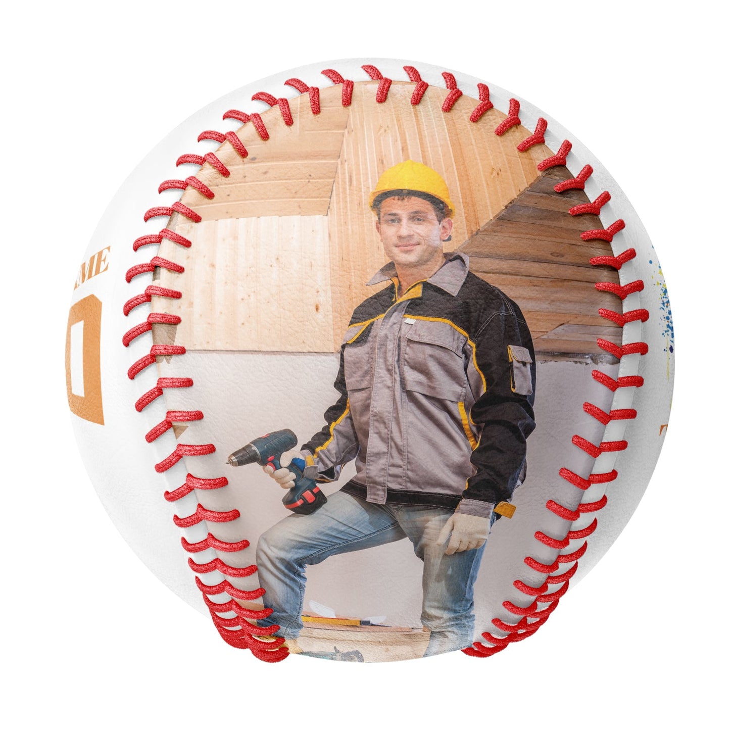 Custom White Worker Skull Photo Baseballs