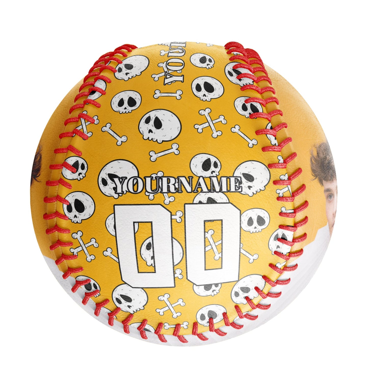 Custom Gold Skull Photo Baseballs