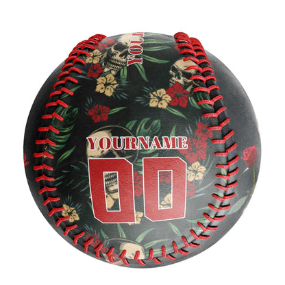 Custom Flowers and Grass Skull Photo Baseballs