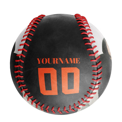 Custom Black Mechanical Wings Skull Photo Baseballs