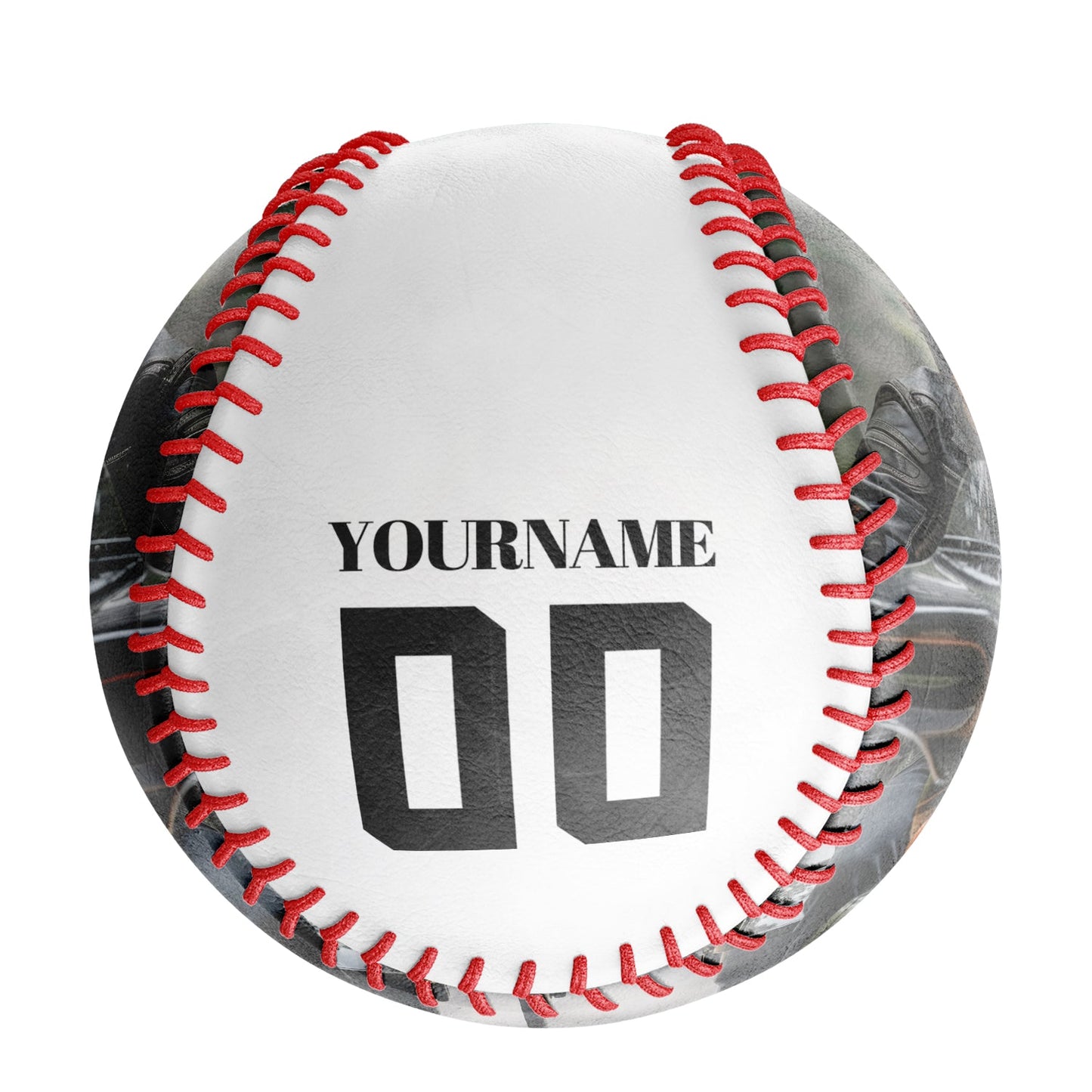 Custom White Motorcycle Skull Photo Baseballs