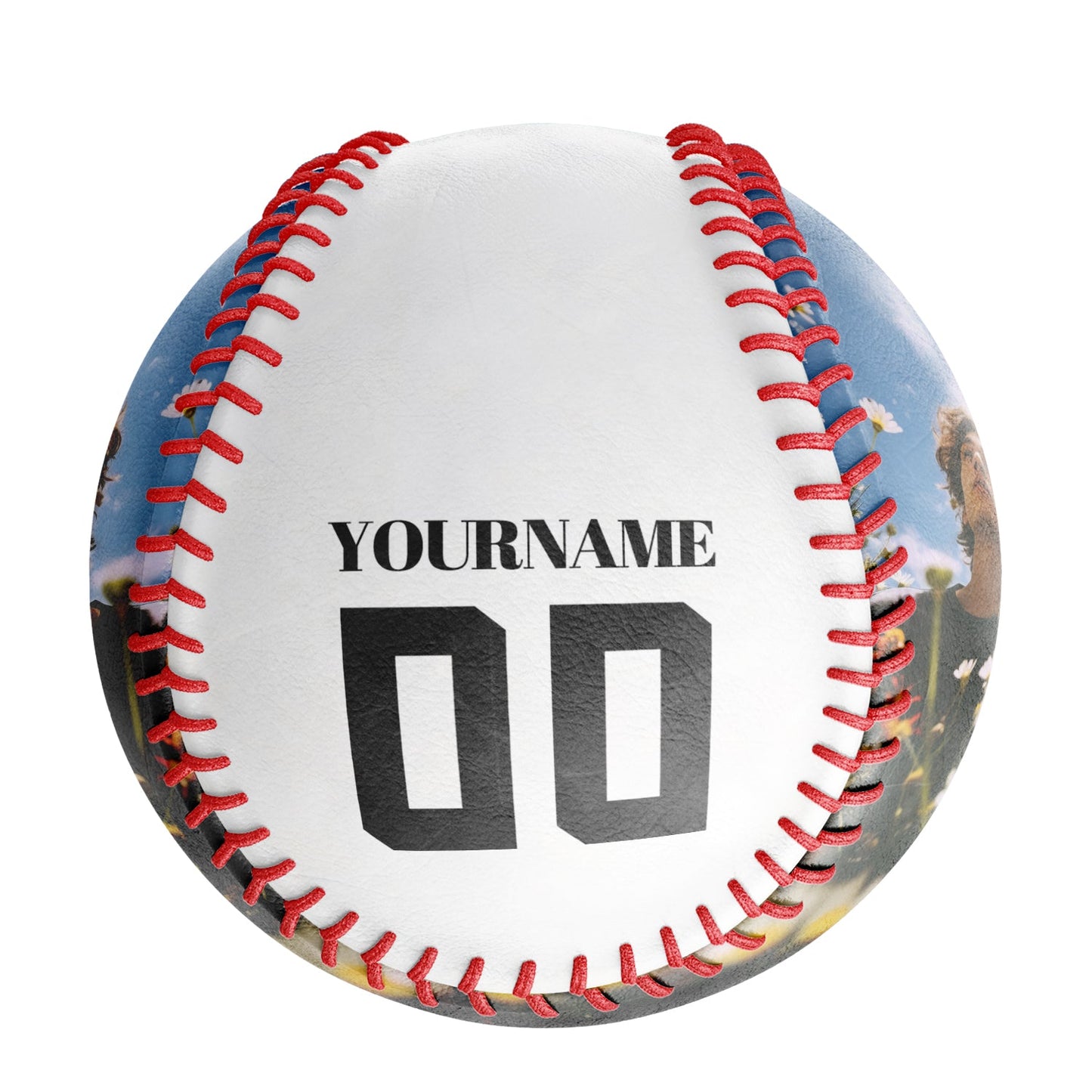 Custom White Chrysanthemum Ghost Warrior Skull Photo Baseballs