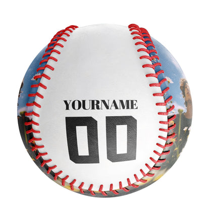 Custom White Chrysanthemum Ghost Warrior Skull Photo Baseballs