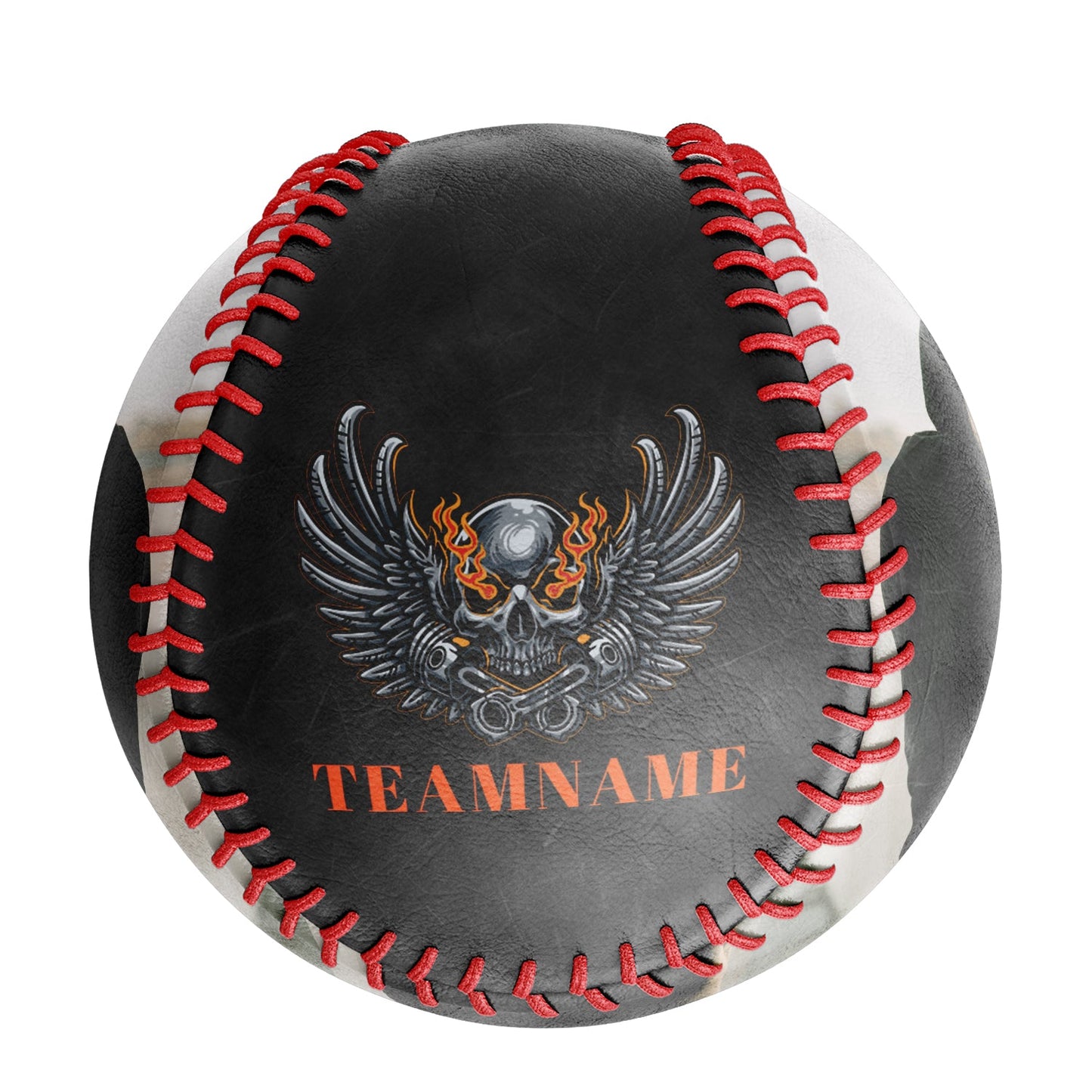 Custom Black Mechanical Wings Skull Photo Baseballs